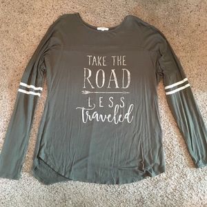 “Take the Road Less Traveled” army green shirt!